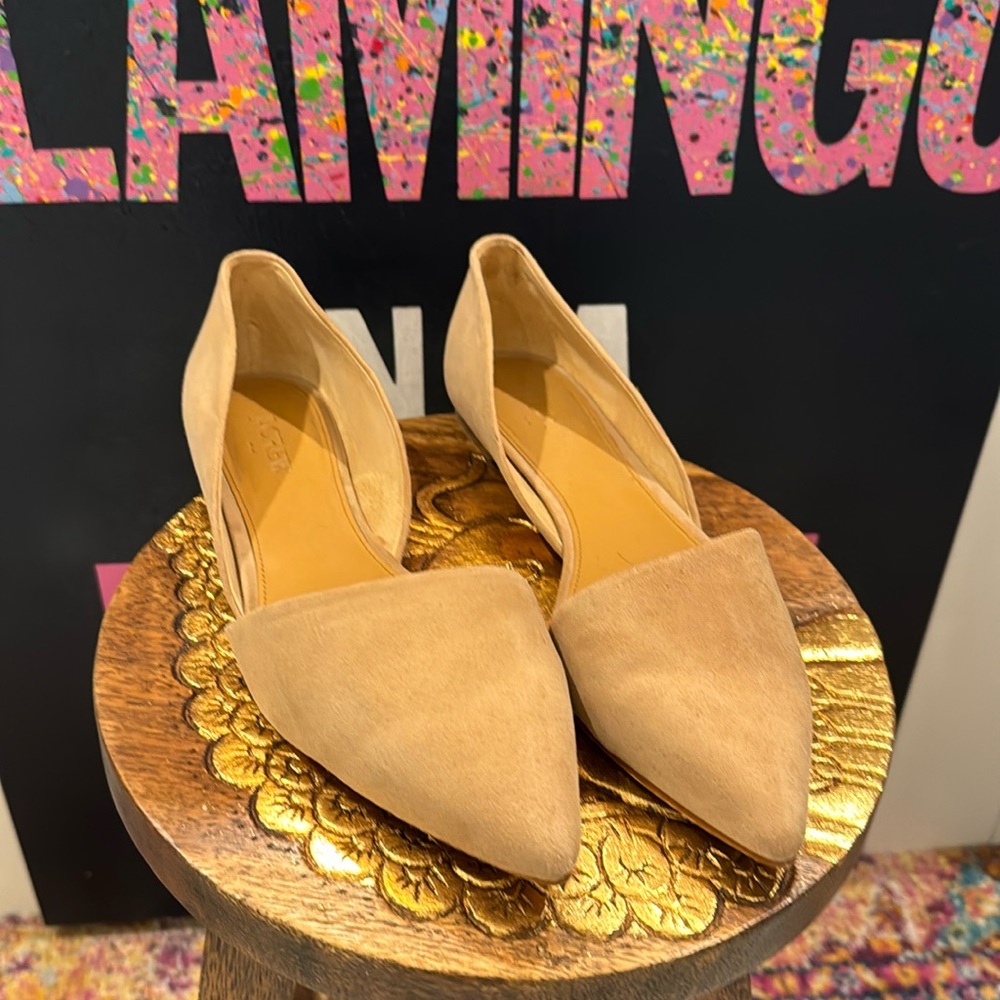 J crew pointy flats tan suede size 10